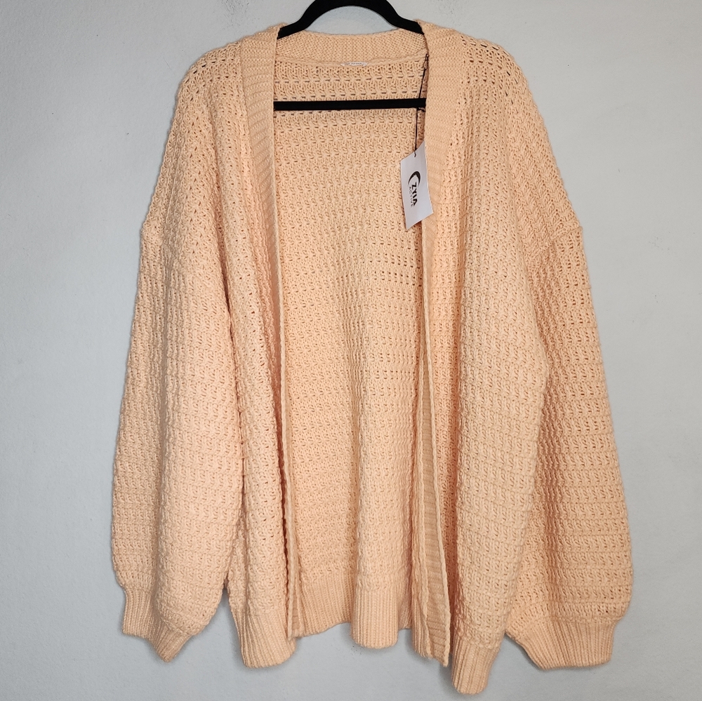 NWT ZYIA Petra Open Front‎ Knit Cardigan Melon Peach Orange Size XL